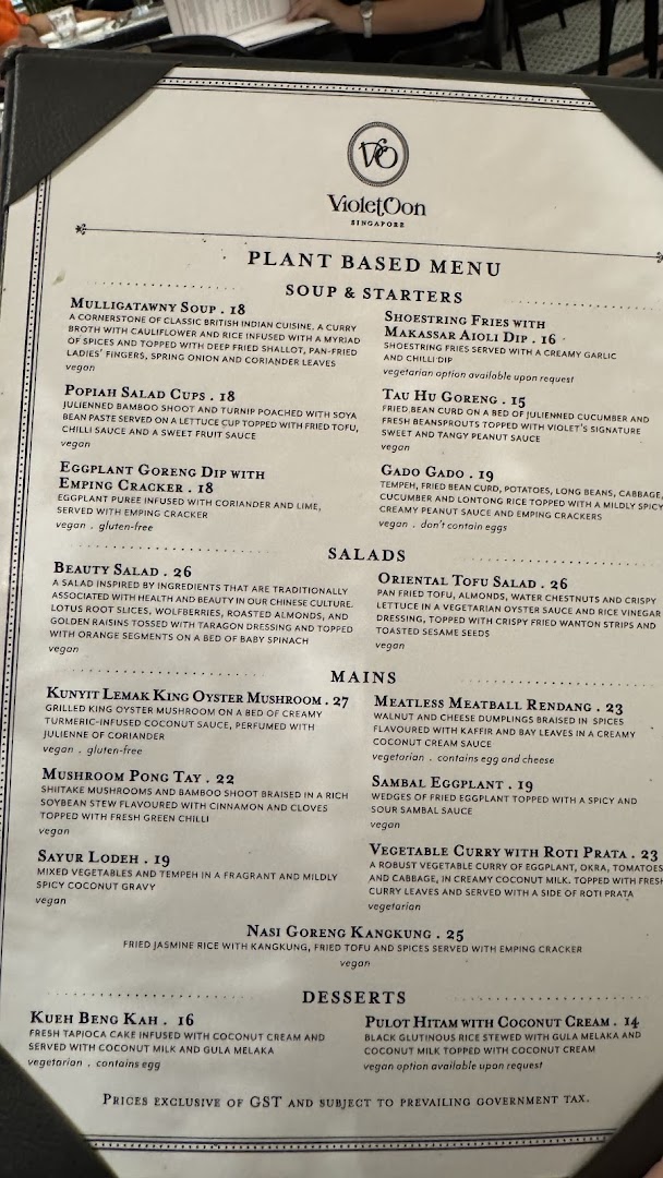 Menu page for Violet Oon at ION Orchard