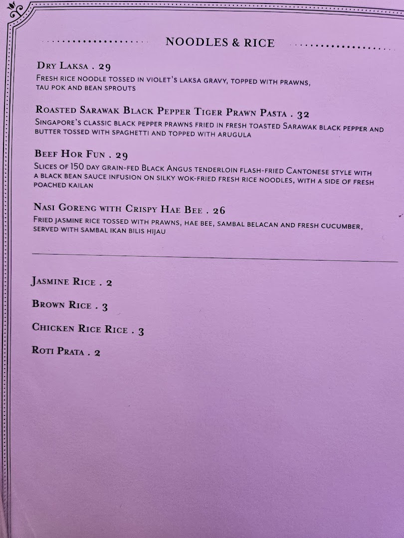 Menu page for Violet Oon at ION Orchard