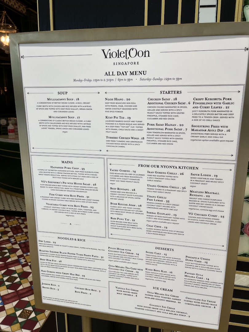 Menu page for Violet Oon at ION Orchard