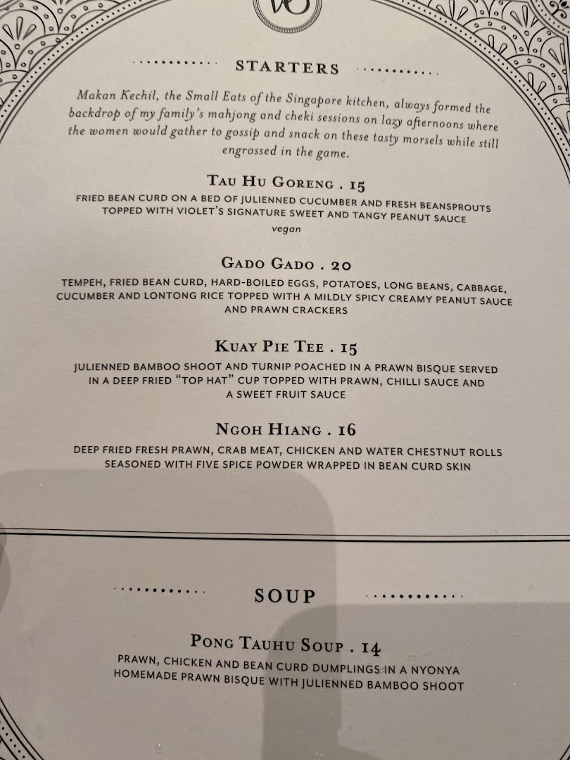 Menu page for Violet Oon at ION Orchard