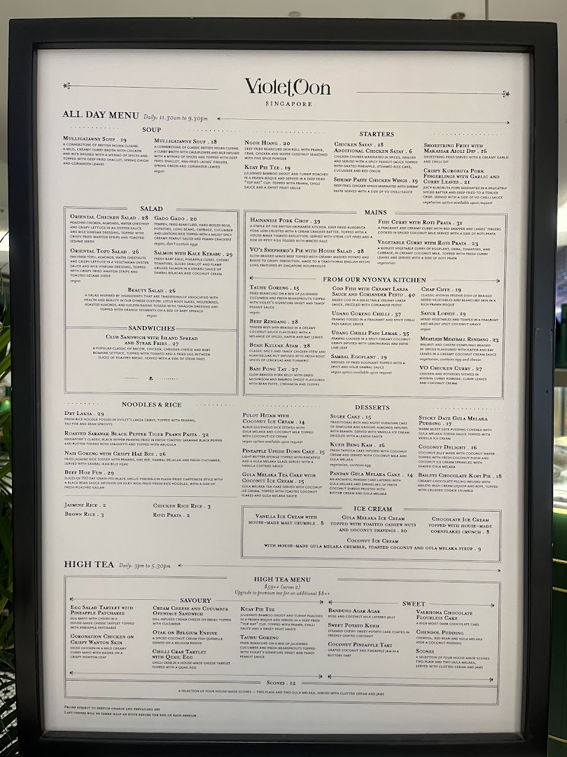 Menu page for Violet Oon at ION Orchard