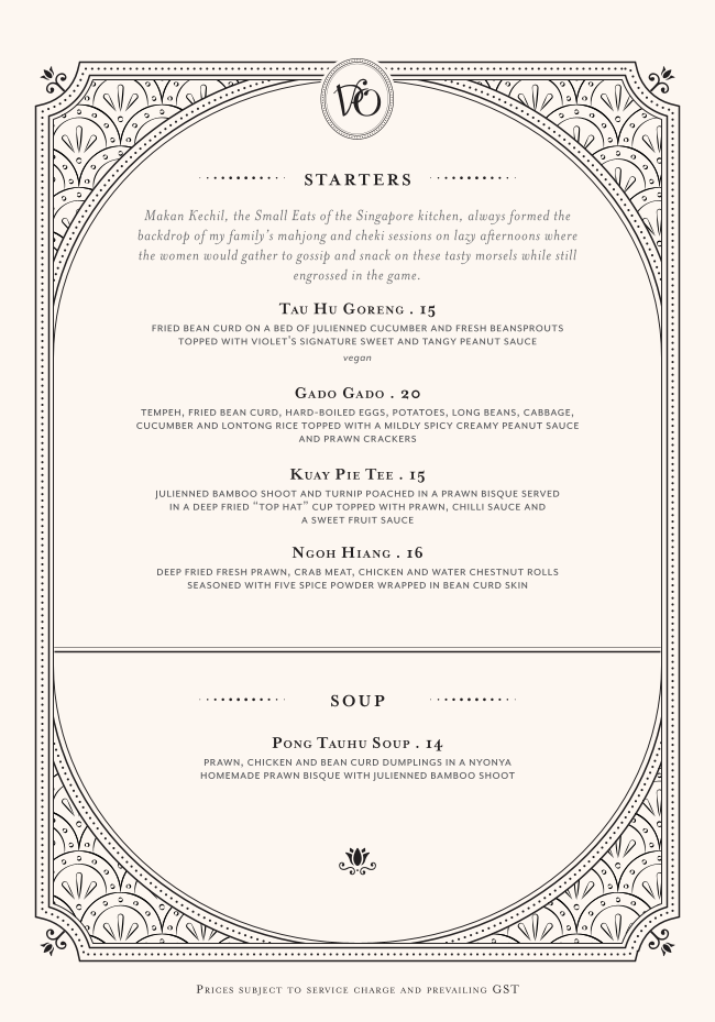 Menu page for Violet Oon at ION Orchard