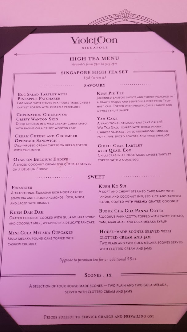 Menu page for Violet Oon at ION Orchard