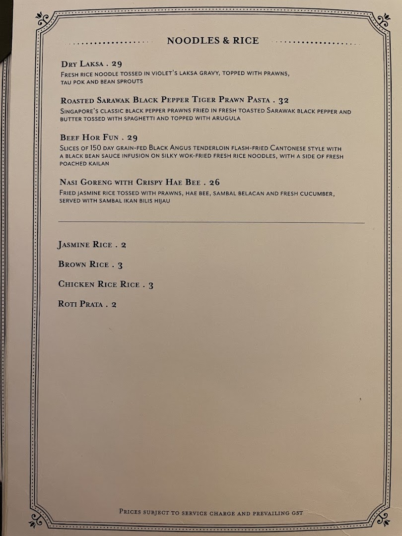 Menu page for Violet Oon at ION Orchard