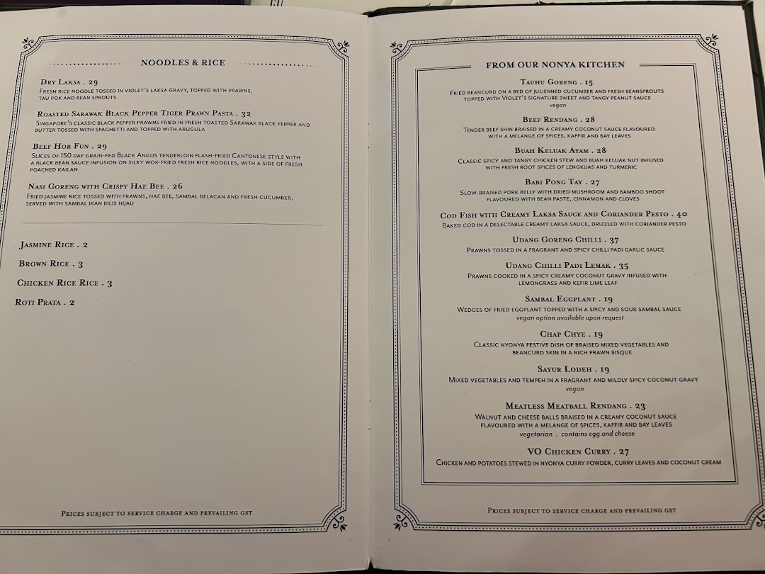 Menu page for Violet Oon at ION Orchard
