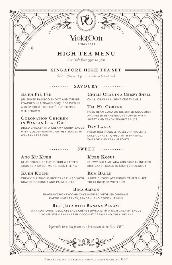 Menu page for Violet Oon at ION Orchard