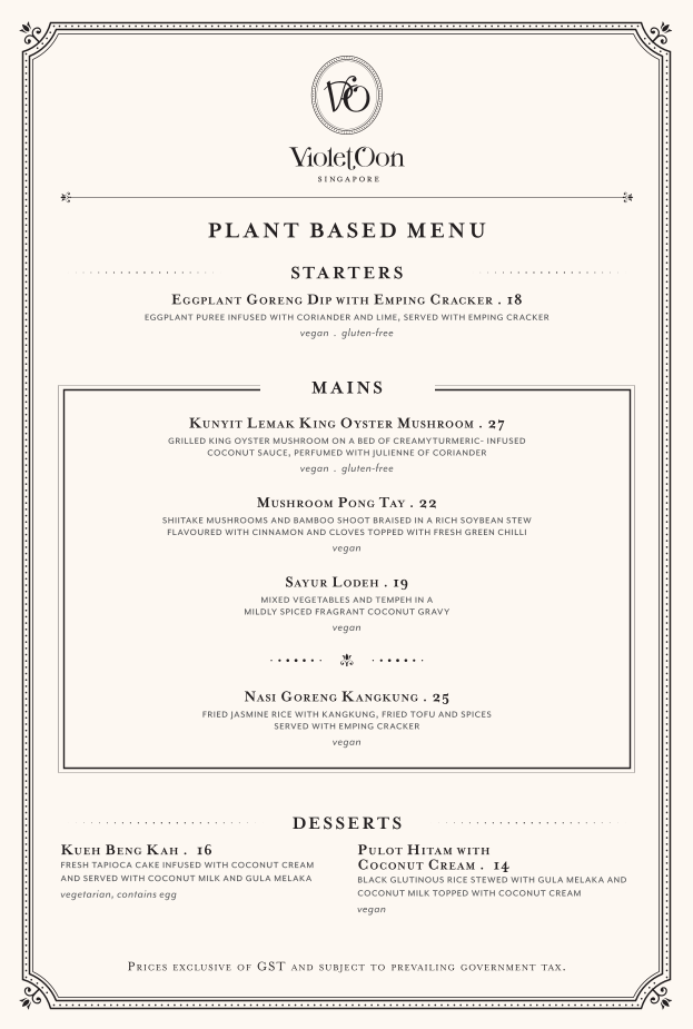 Menu page for Violet Oon at ION Orchard