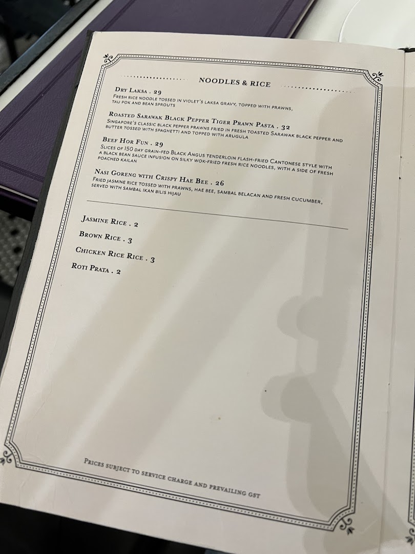 Menu page for Violet Oon at ION Orchard