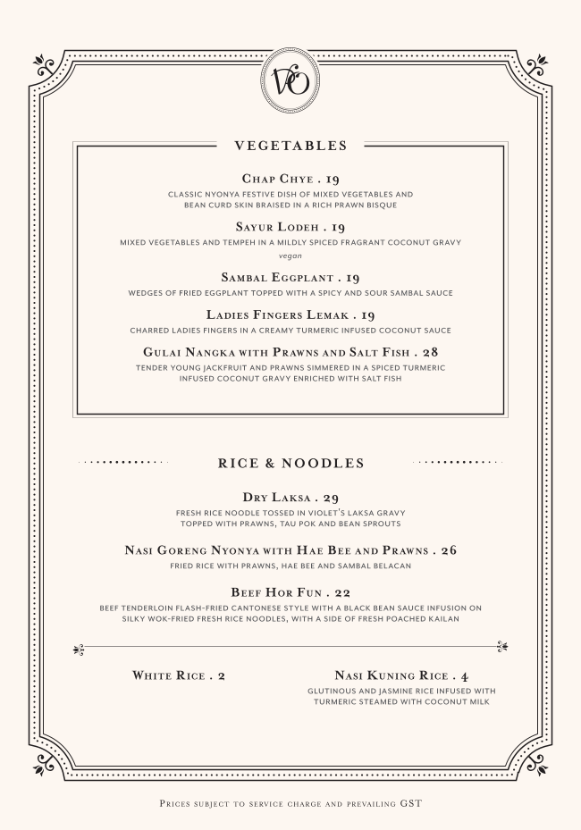 Menu page for Violet Oon at ION Orchard