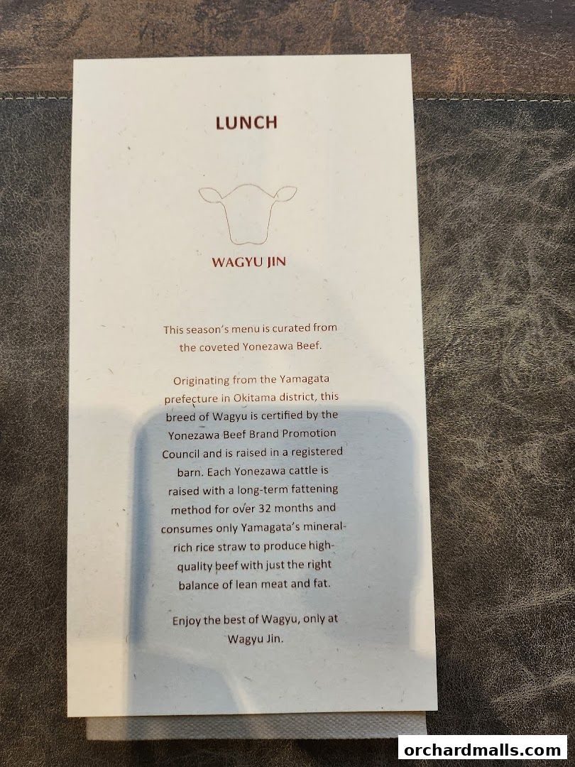 Menu page for Wagyu Jin