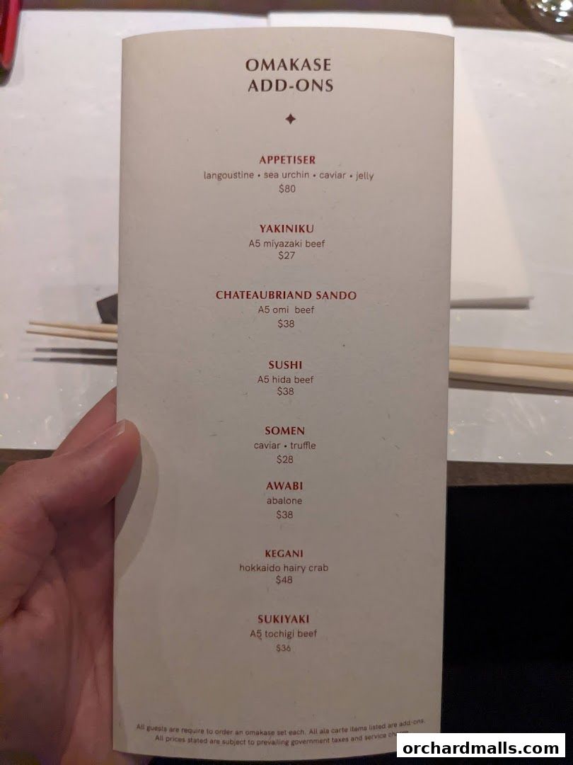 Menu page for Wagyu Jin