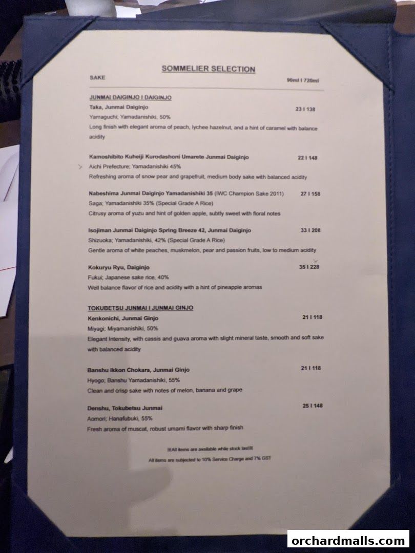 Menu page for Wagyu Jin