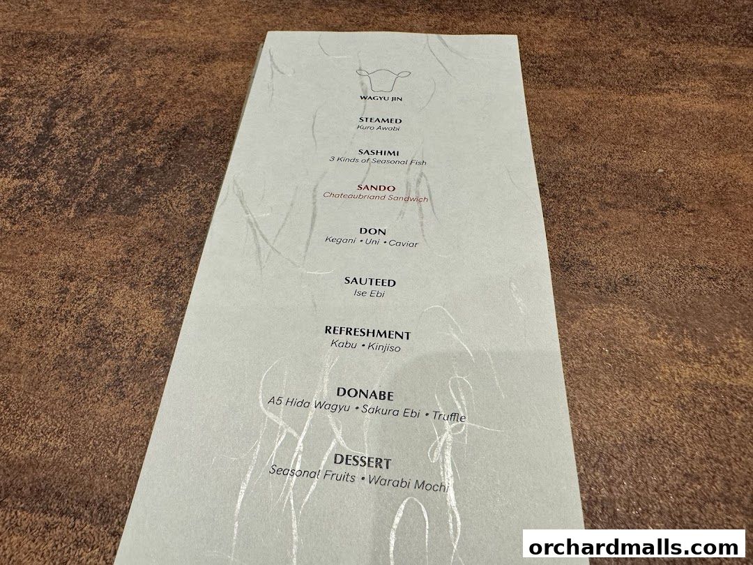 Menu page for Wagyu Jin