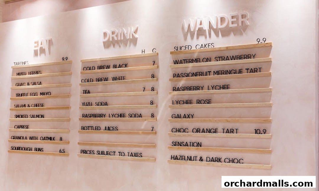 A menu board displaying food and drink options with prices.