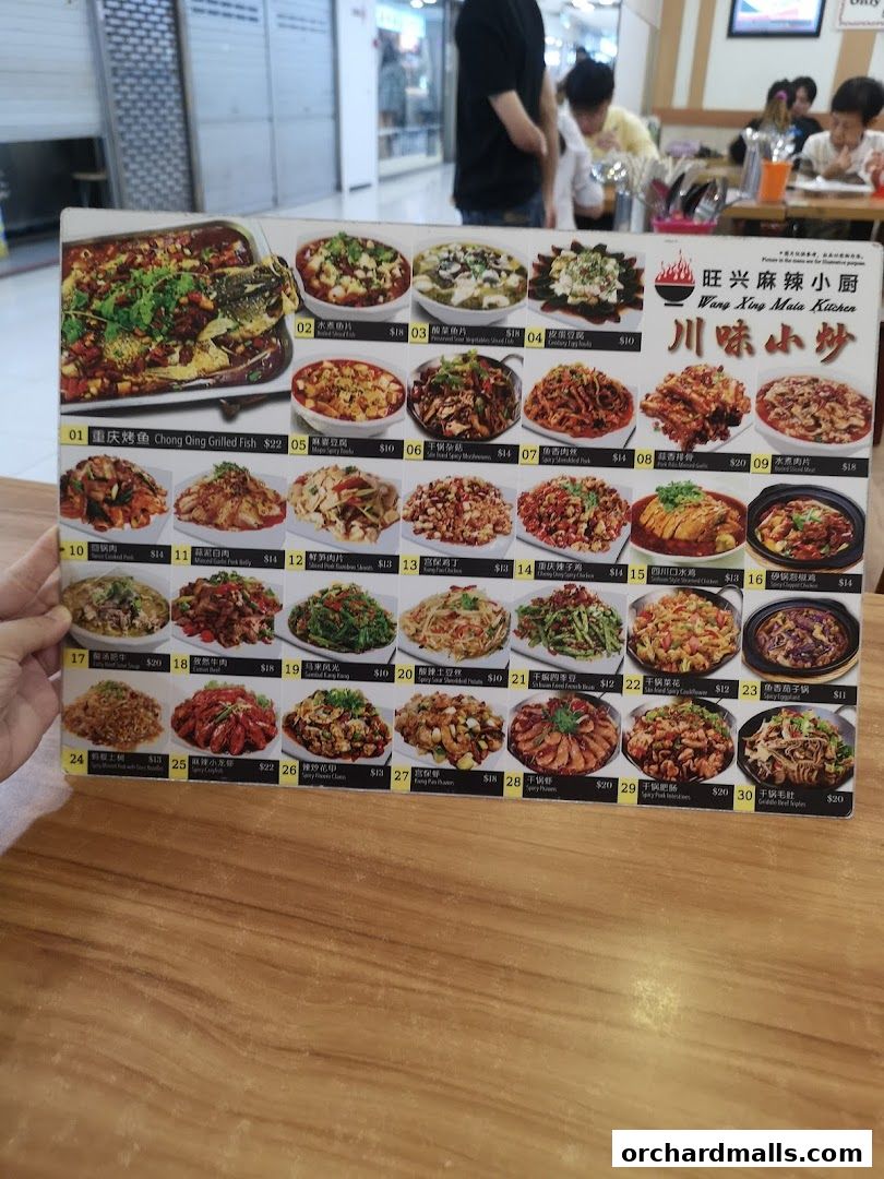 Menu page for Wang Xing Mala Kitchen