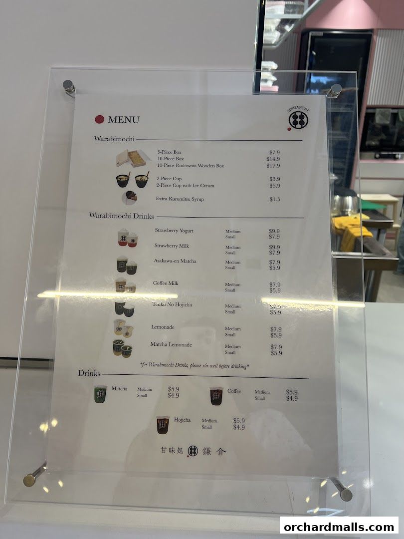 Menu page for Warabimochi Kamakura