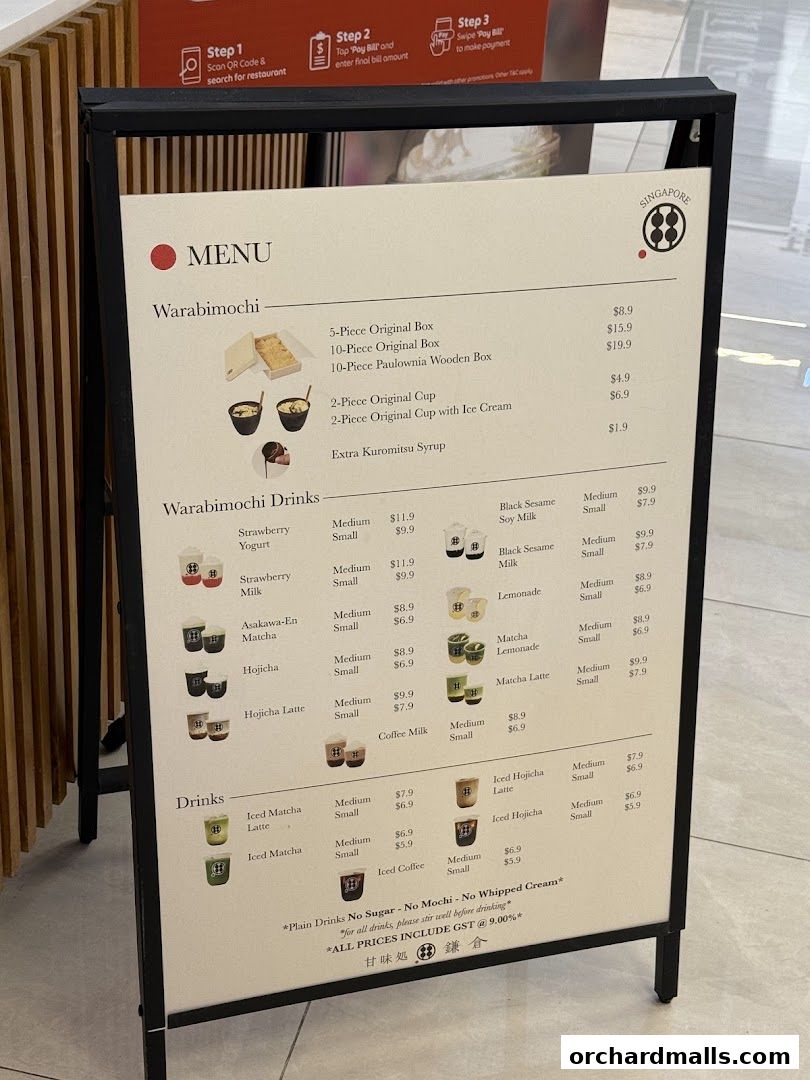 Menu page for Warabimochi Kamakura