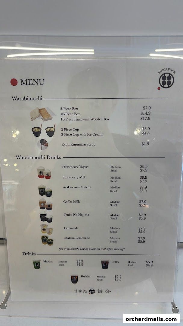 Menu page for Warabimochi Kamakura