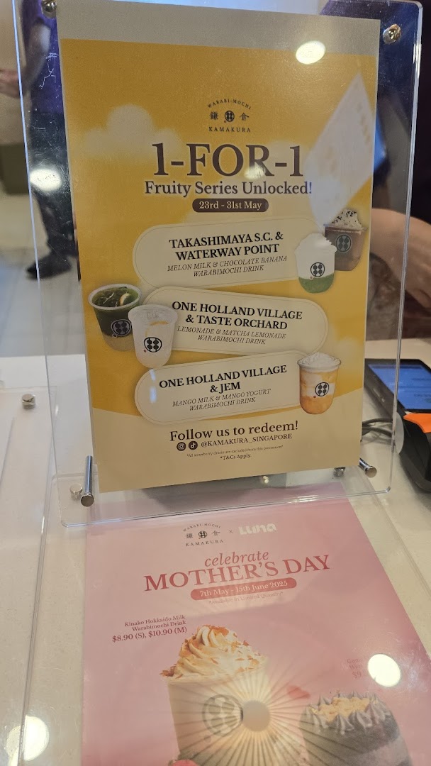 Menu page for Warabimochi Kamakura