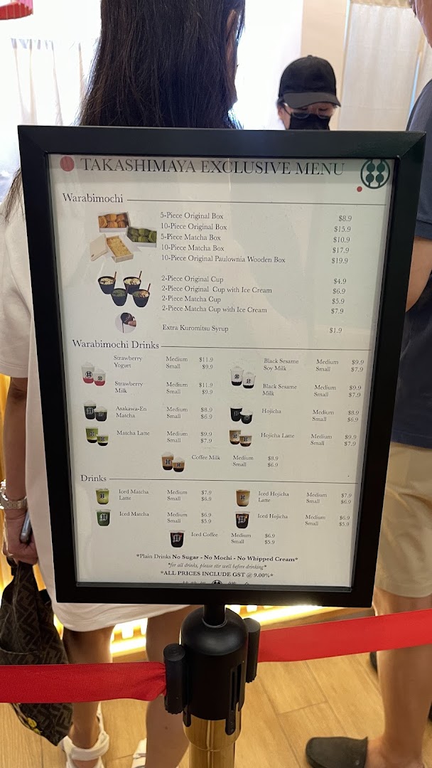 Menu page for Warabimochi Kamakura