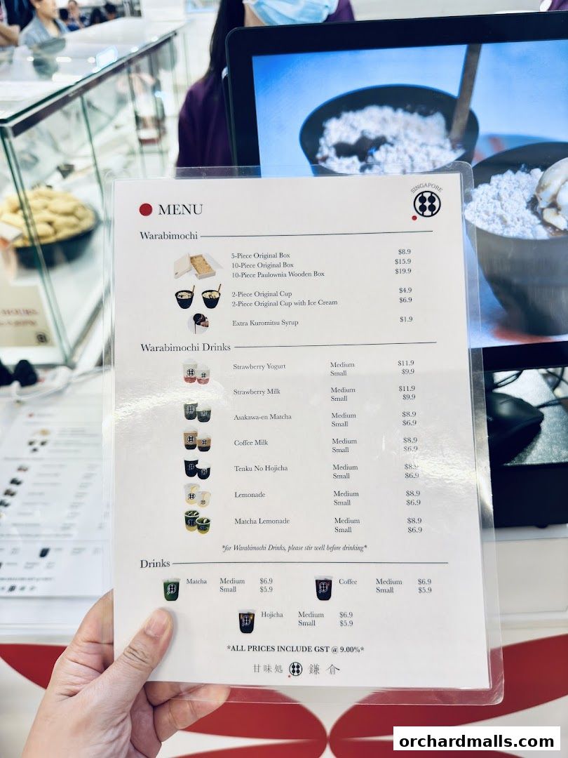 Menu page for Warabimochi Kamakura