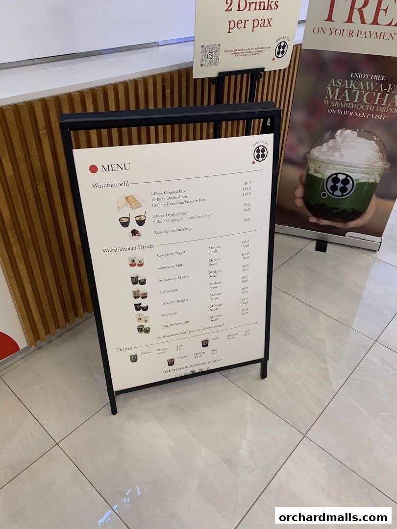 Menu page for Warabimochi Kamakura