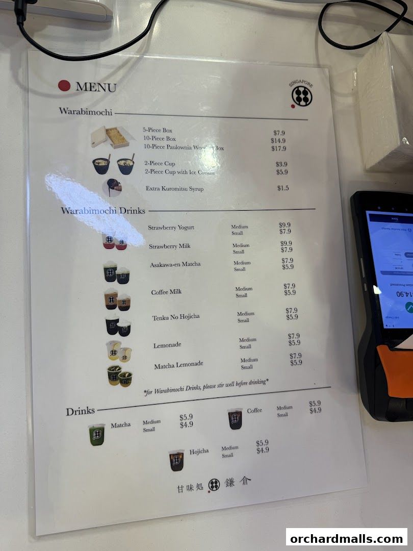 Menu page for Warabimochi Kamakura