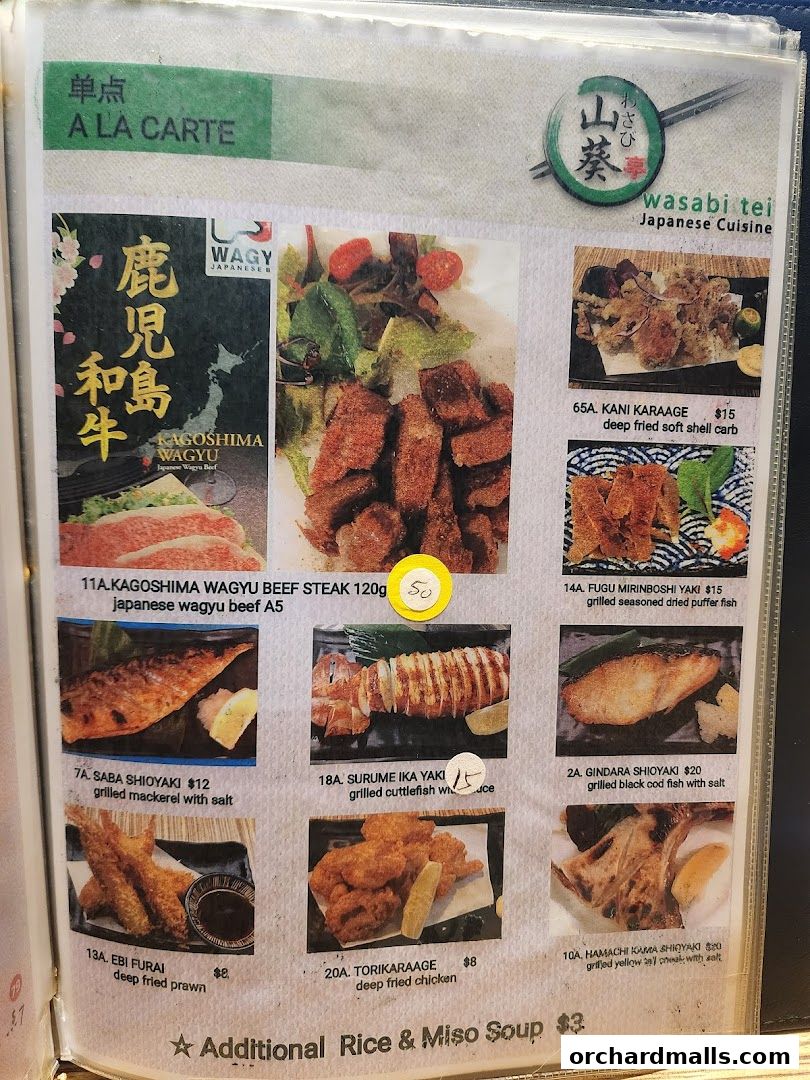 Menu page for Wasabi Tei