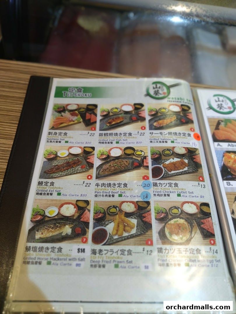 Menu page for Wasabi Tei