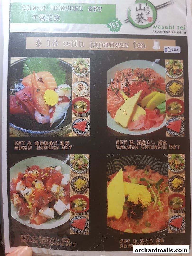 Menu page for Wasabi Tei