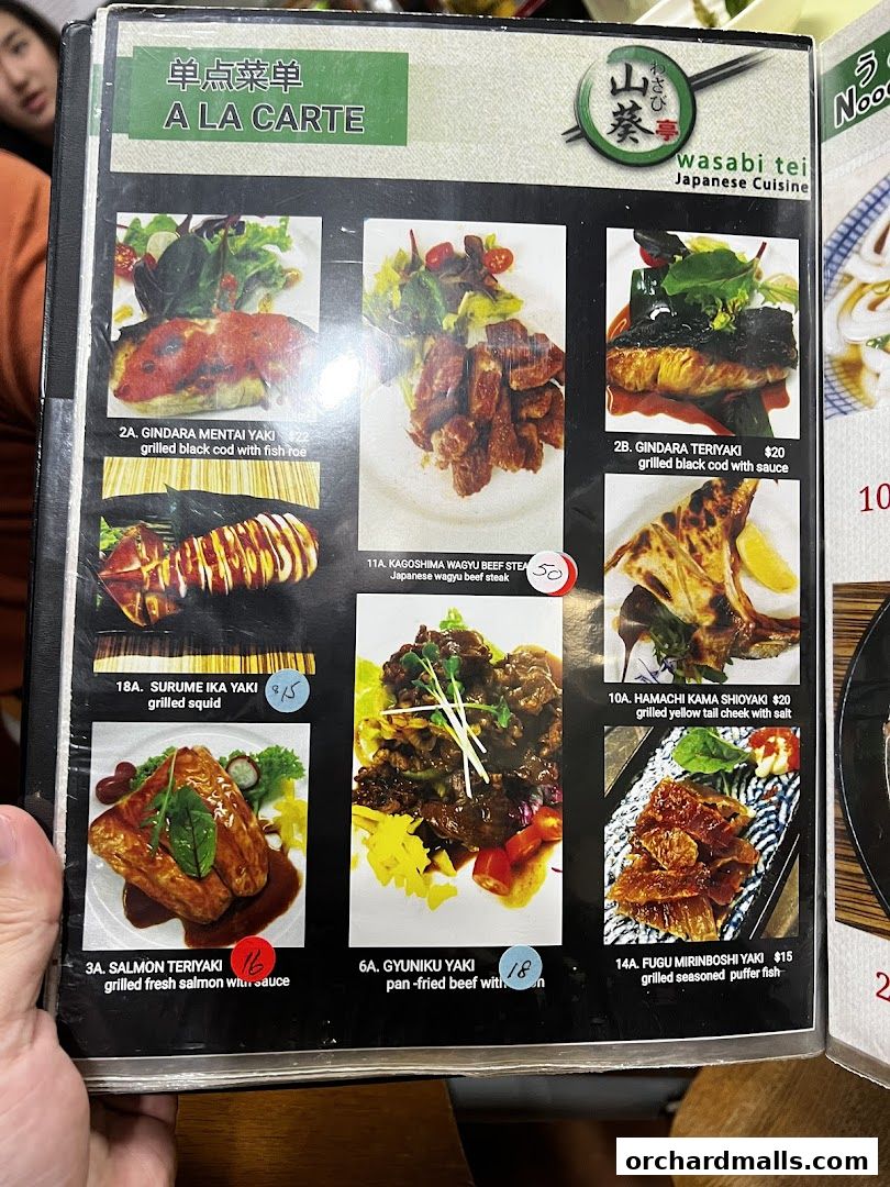 Menu page for Wasabi Tei