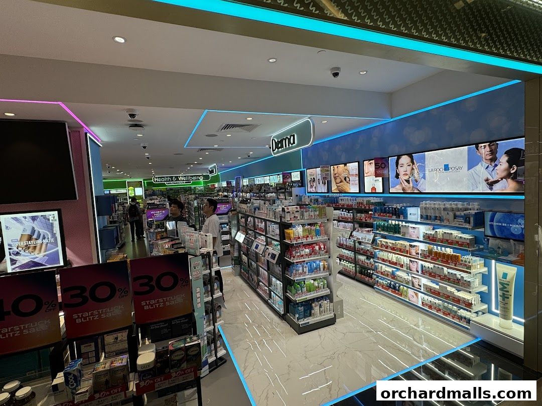 Interior view of a Watsons pharmacy with shelves stocked with health and beauty products.
