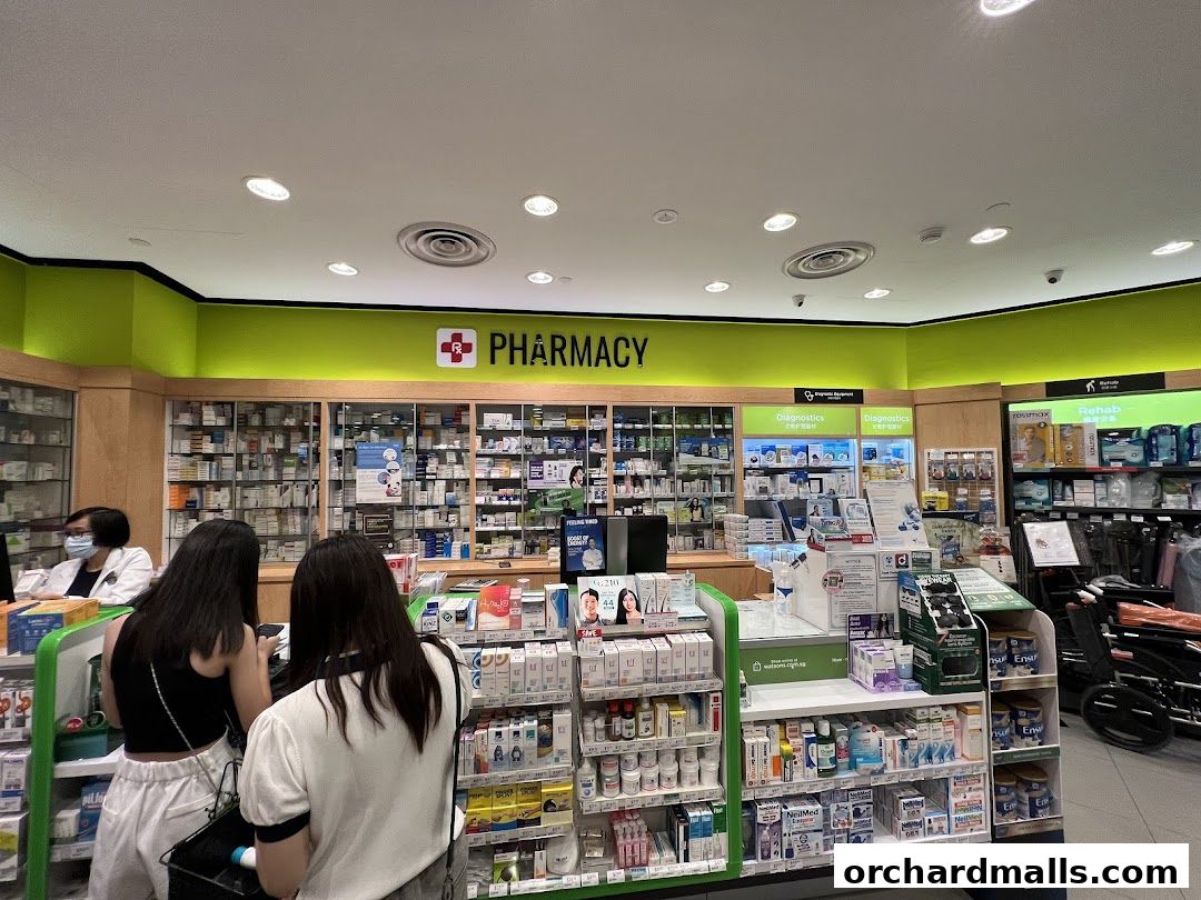 Interior view of a Watsons pharmacy with shelves stocked with health and beauty products.