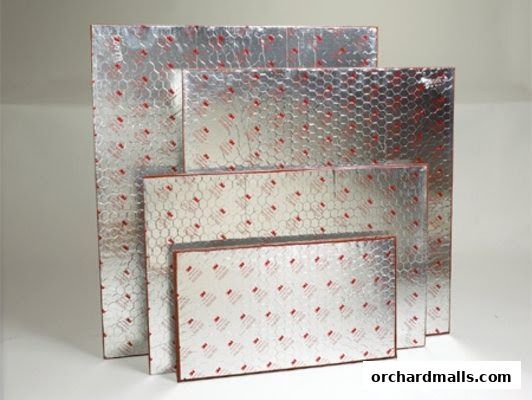 Several rectangular panels with a silver, hexagonal pattern and red branding.