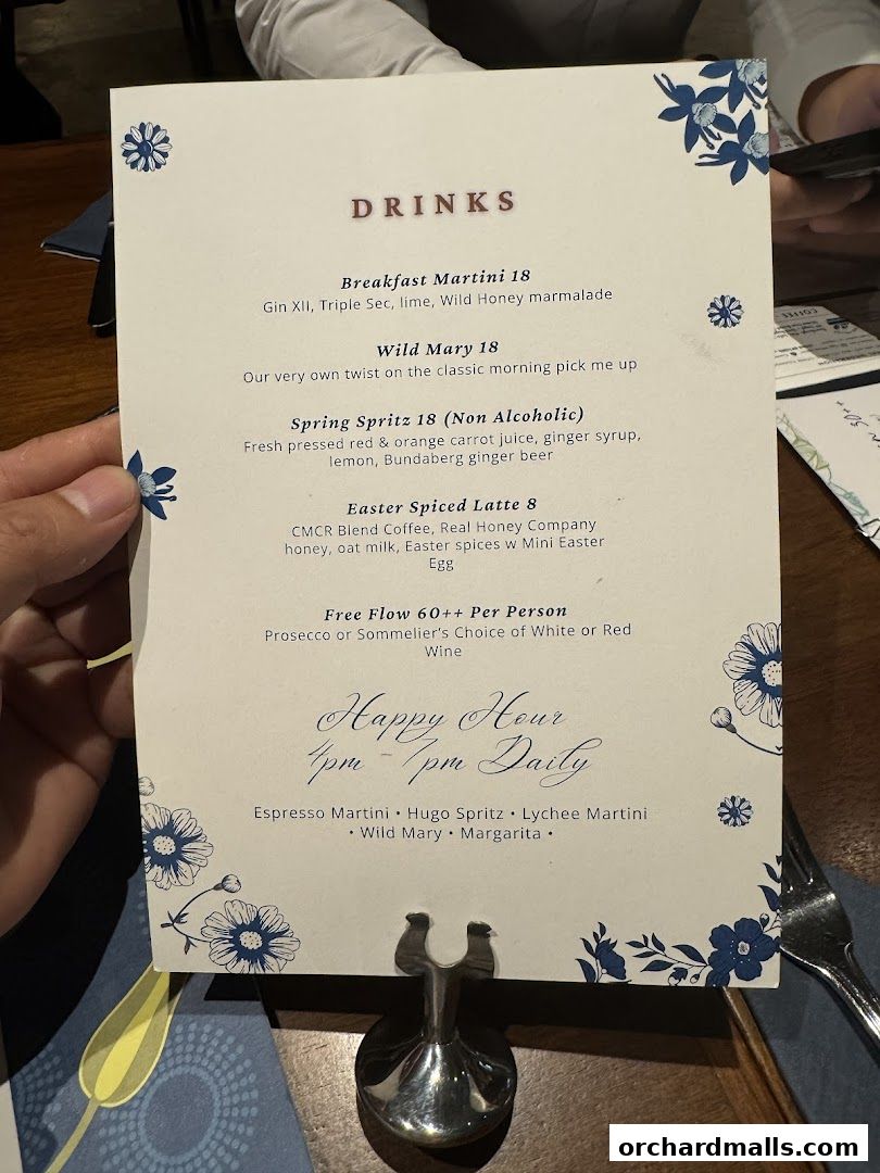 Menu page for Wild Honey Mandarin Gallery