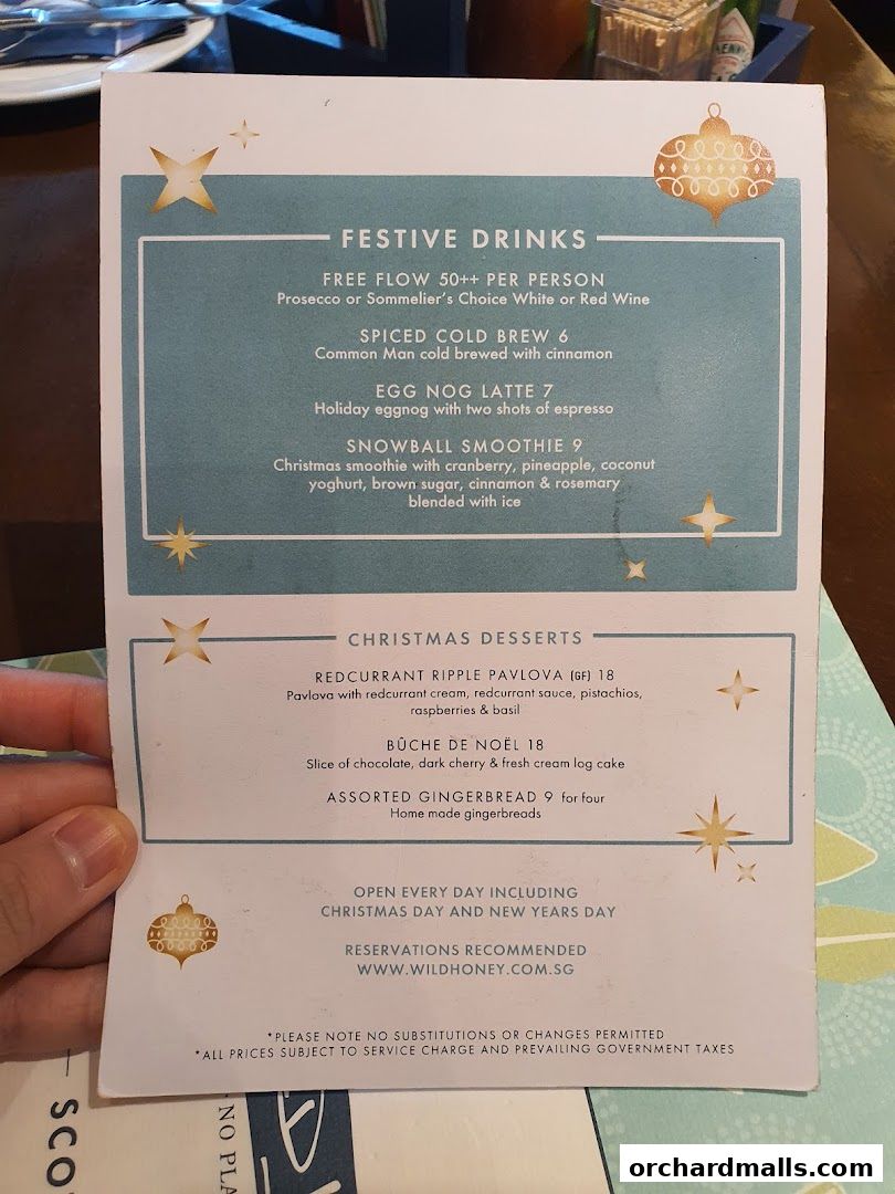 Menu page for Wild Honey Mandarin Gallery