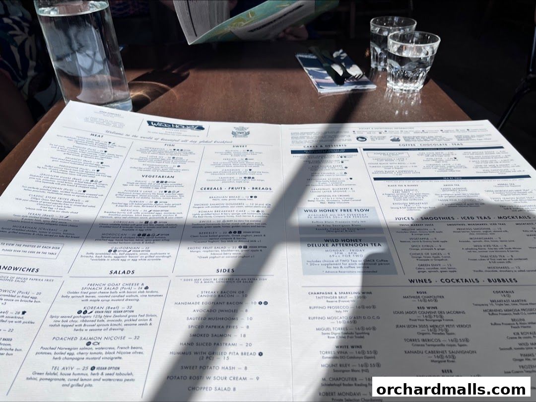 Menu page for Wild Honey Mandarin Gallery