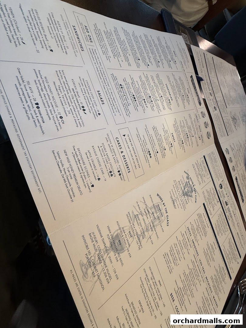 Menu page for Wild Honey Mandarin Gallery