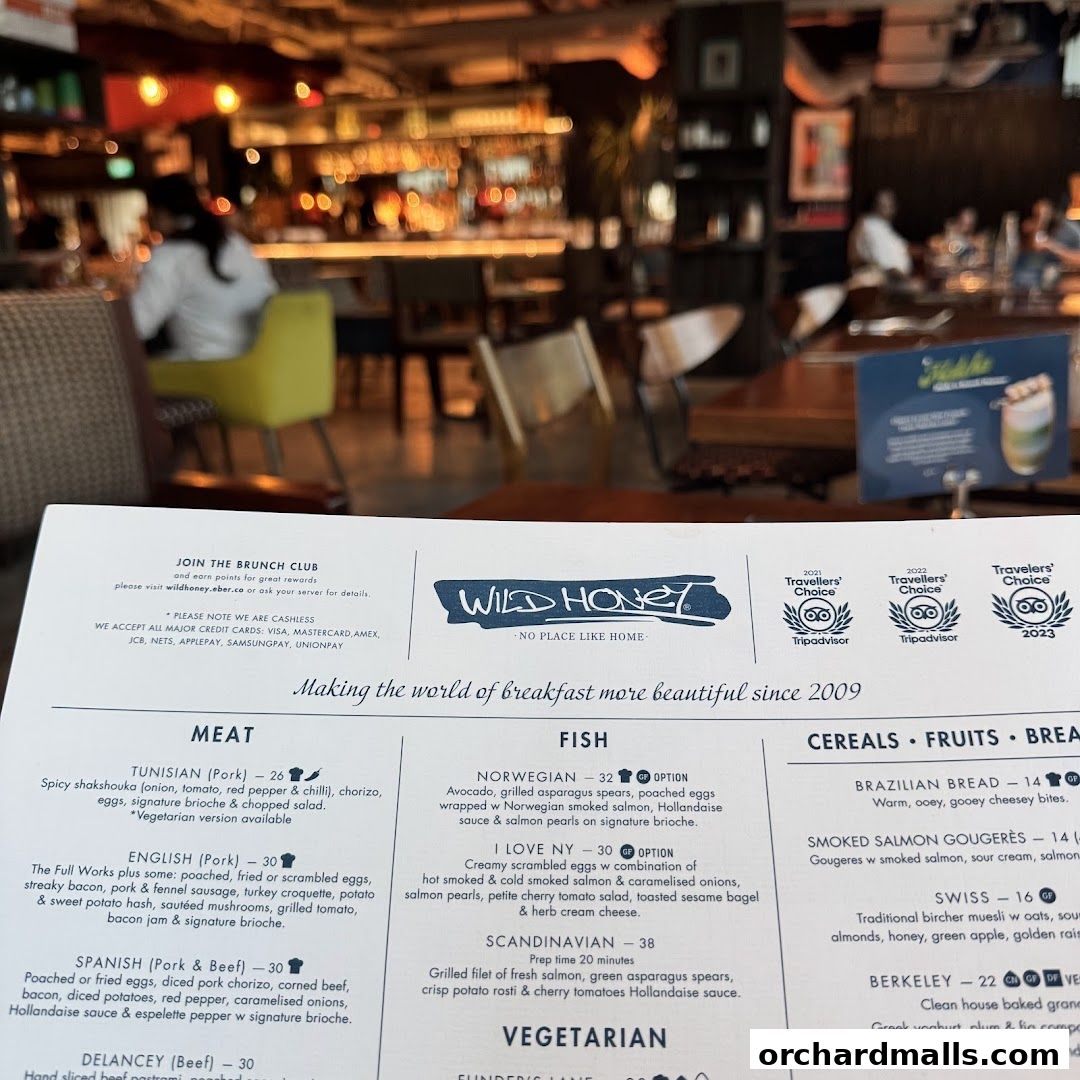 Menu page for Wild Honey Mandarin Gallery