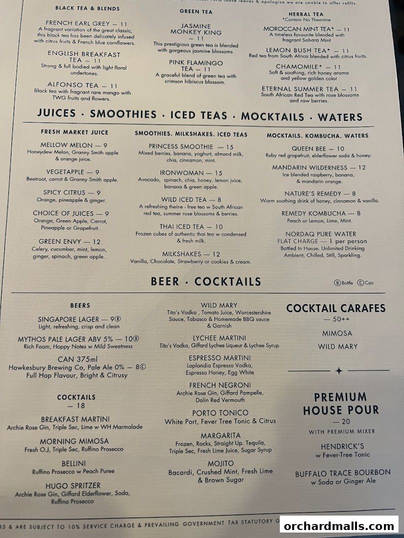 Menu page for Wild Honey Mandarin Gallery