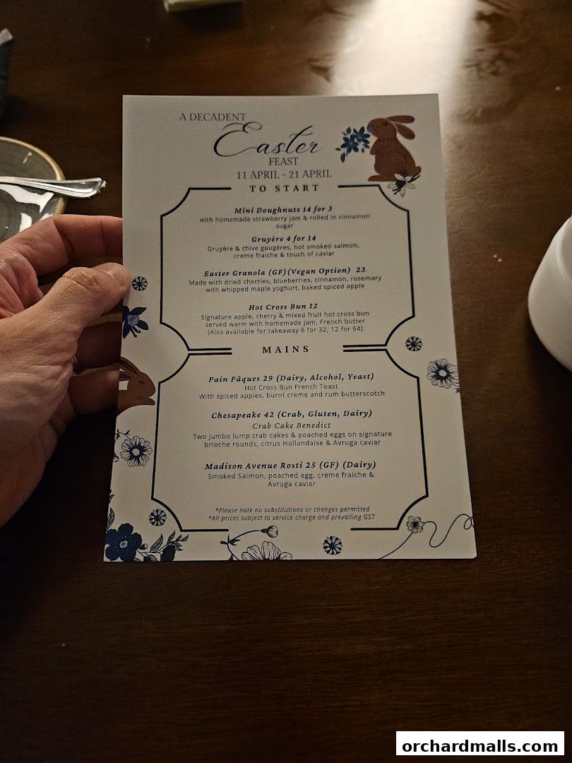 Menu page for Wild Honey Mandarin Gallery