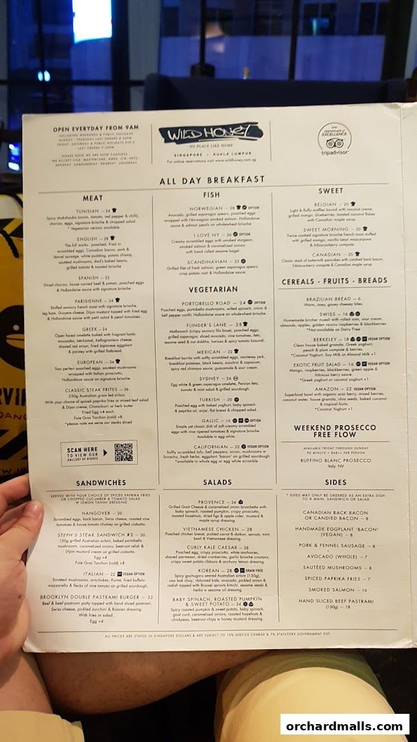 Menu page for Wild Honey Mandarin Gallery