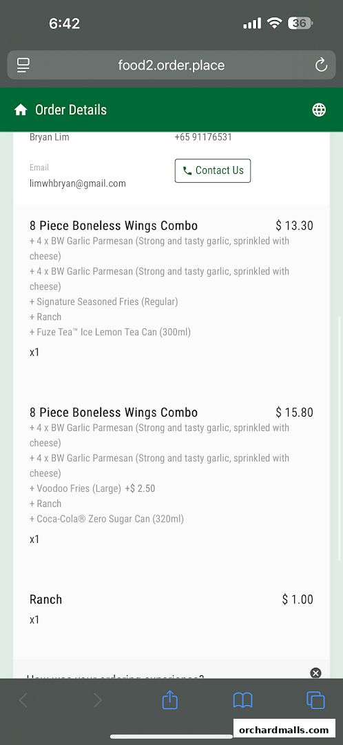 Menu page for Wingstop The Cathay