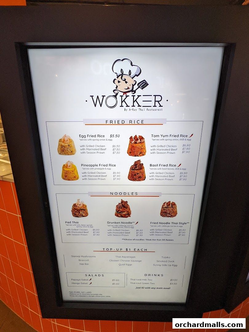 Menu page for Wokker by A-Roy Thai Restaurant