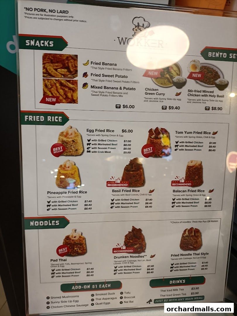 Menu page for Wokker by A-Roy Thai Restaurant