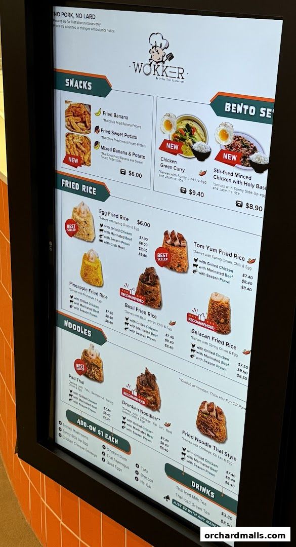 Menu page for Wokker by A-Roy Thai Restaurant