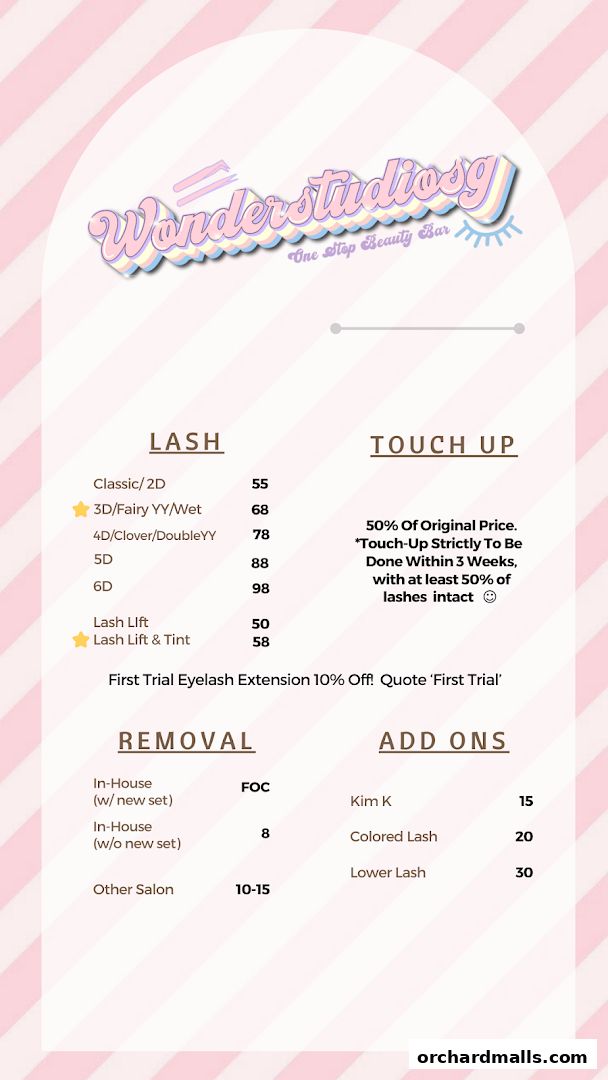 Menu page for WonderStudioSG.Far East Plaza
