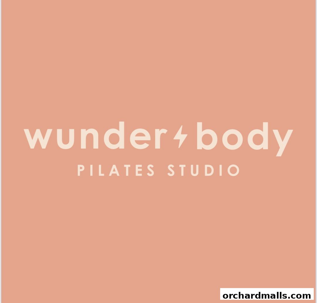 The logo for Wunderbody Pilates Studio features the name in a modern font on a peach background.