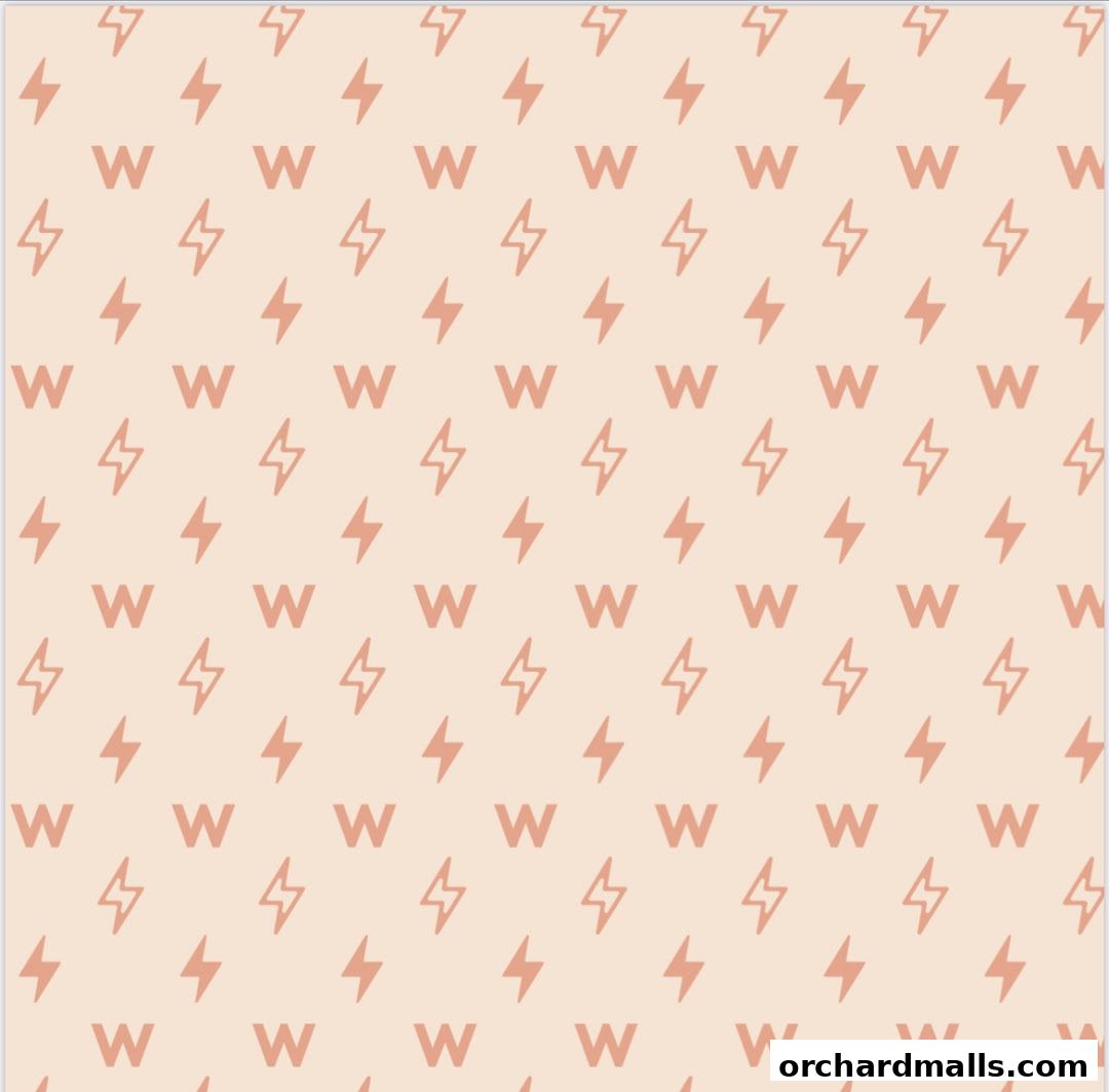 A repeating pattern of 'W' letters and lightning bolts on a peach background.