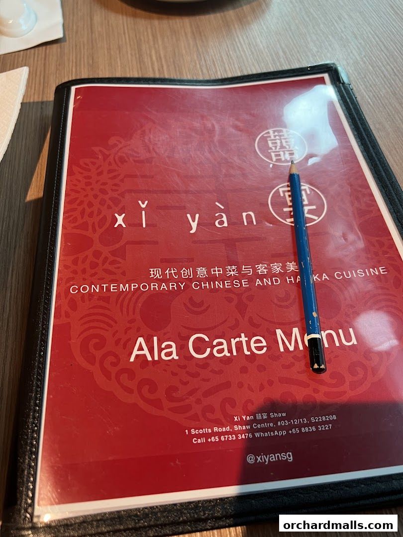 Menu page for Xi Yan Shaw